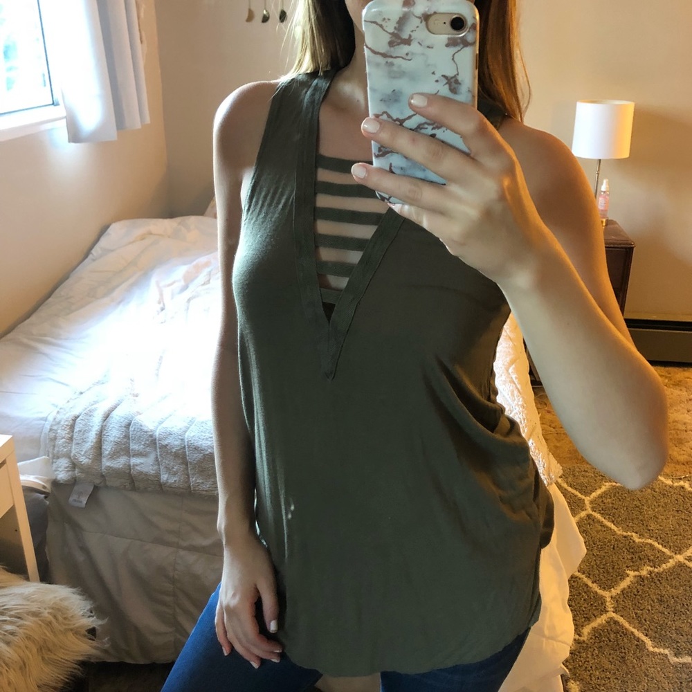 Army green American Eagle Tank top
